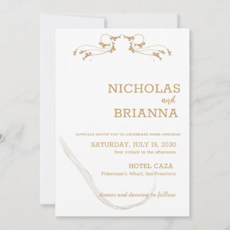 Convite para Casamento Brown Minimalista Elegante