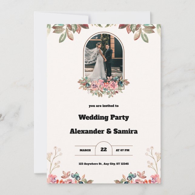 Convite para Casamento Brown Watercolor (Frente)