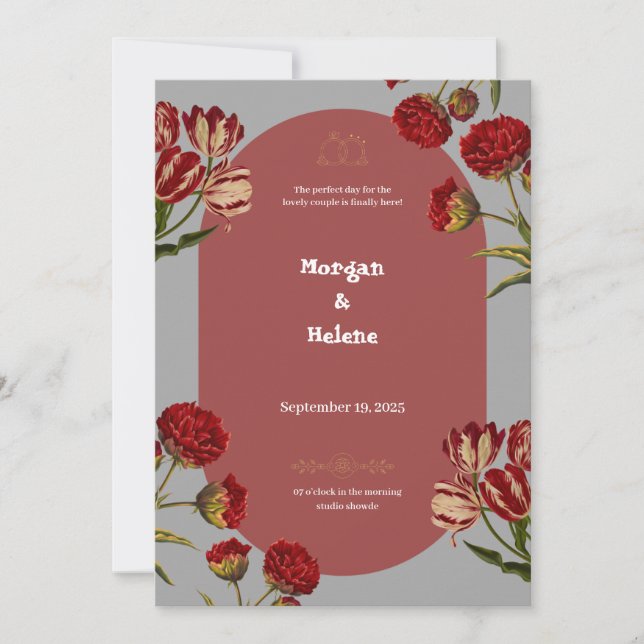 Convite para Casamento Burgundy (Frente)