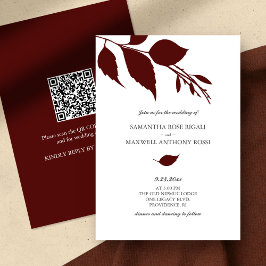 Convite para Casamento Burgundy com Código QR