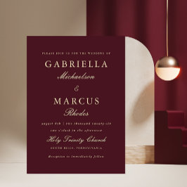 Convite para Casamento Burgundy Simples e Elegante