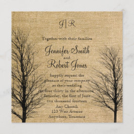 Convite para Casamento Burlap e Birch Posh