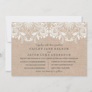 Convite para Casamento Burlap & Lace