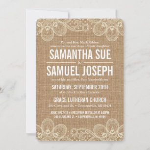 Convite para Casamento Burlap & Lace