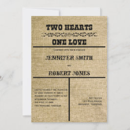 Convite para Casamento Burlap Ocidental
