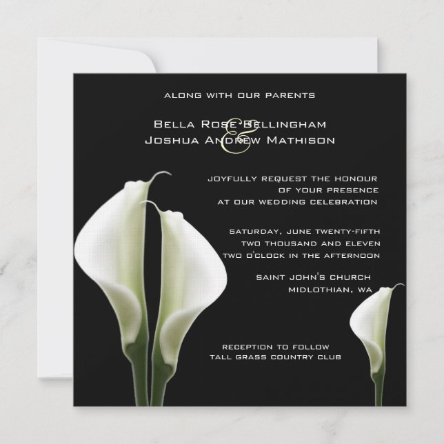 Convite para Casamento Calla Lily (Frente)