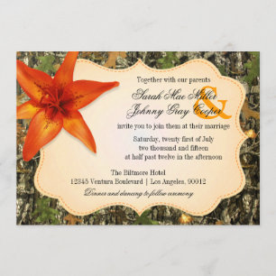 Convite para Casamento Camo e Orange Lily