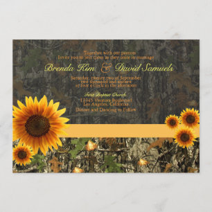 Convite para Casamento Camo Sunflower