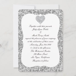 Convite para Casamento Cardíaco com Diamante Silve
