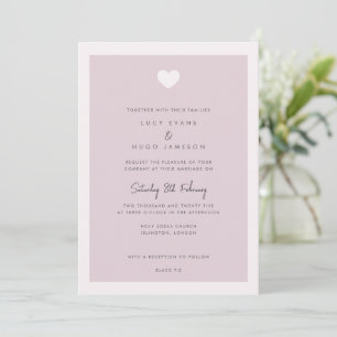 Convite para Casamento Cardíaco de Amor Rosa Moder