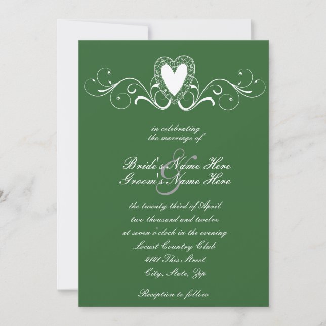 Convite para Casamento Cardíaco de Lace Vitoriano (Frente)