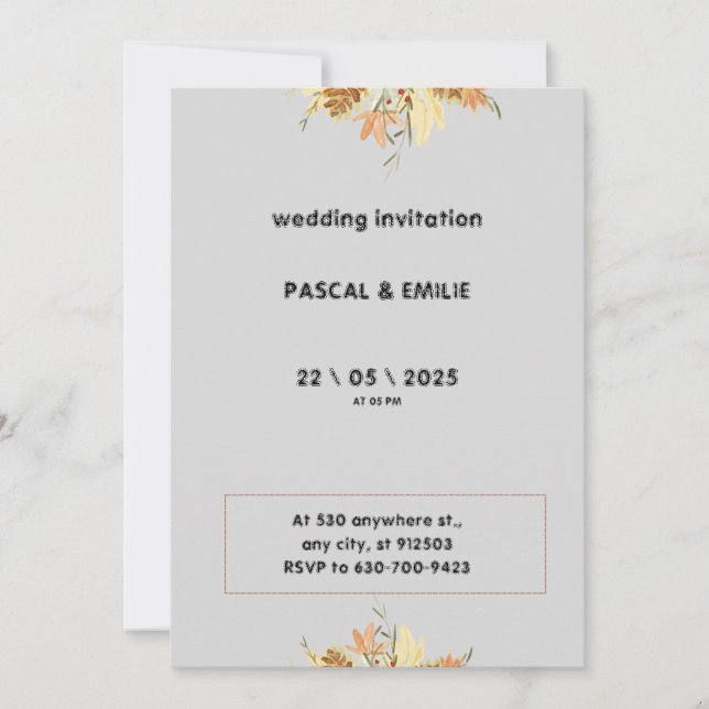 Convite para Casamento Castanho Moderno (Frente)