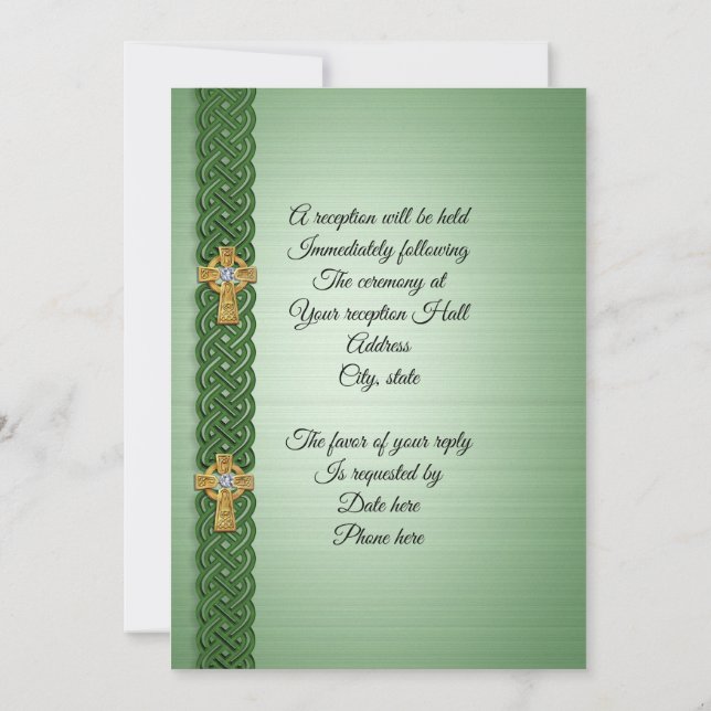 Convite Para Casamento Celtic Cross Irish (Verso)