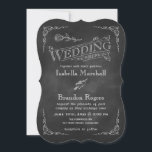 Convite para Casamento Chalkboard 2<br><div class="desc">Romântica de corações duplos sotaque este convite de casamento vintage sobre um fundo de quadro ilustrado. Se forem necessários itens adicionais para o seu evento,  entre em contato conosco em prettyfancyinvites@gmail.com</div>