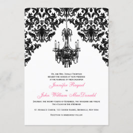 Convite para Casamento Chandelier de Damasco Branc