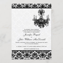 Convite para Casamento Chandelier de Damasco Branc
