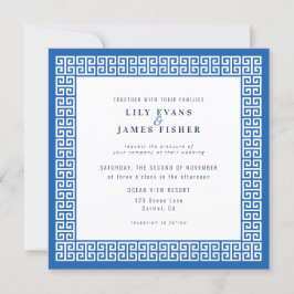 Convite para Casamento Chave Grego Azul do Mediter