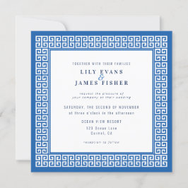 Convite para Casamento Chave Grego Azul do Mediter