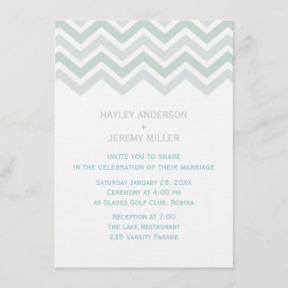 Convite para Casamento Chevron Azul e Verde