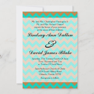 Convite para casamento Chevron Brown & Seafoam 5x7