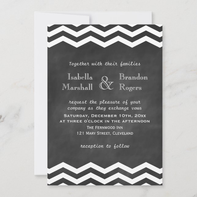 Convite para Casamento Chevron Chalkboard (Frente)