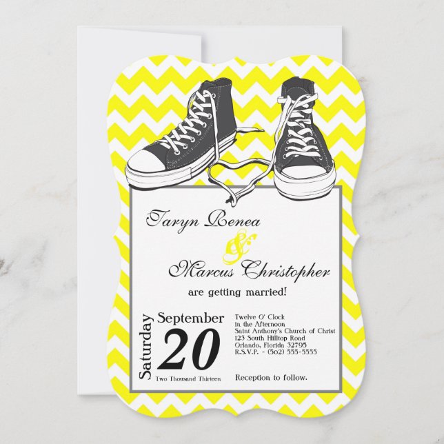 Convite para Casamento Chevron para Criadores de A (Frente)