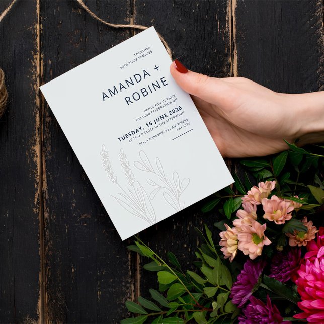 Convite para Casamento Chic Minimalista Elegante (Criador carregado)