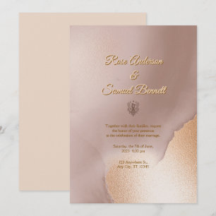 Convite para Casamento Chic rosa Dourado