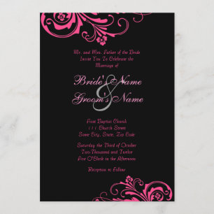 Convite para Casamento Chic Rosa e Negro