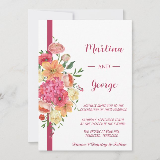 Convite para casamento Chic Wildflower (Frente)