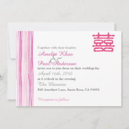 Convite para Casamento Chinês de Dupla Felicidade