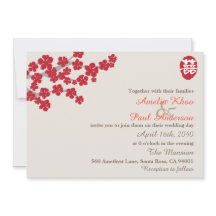 Convite para Casamento Chinês de Felicidade Dupla