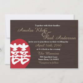 Convite para Casamento Chinês de Felicidade Dupla