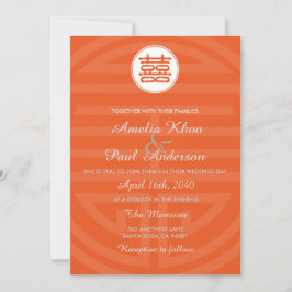 Convite para Casamento Chinês de Felicidade Dupla