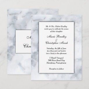 Convite para Casamento Clássico de Marble Branco