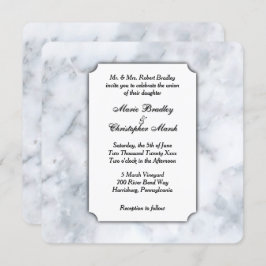 Convite para Casamento Clássico de Marble Branco