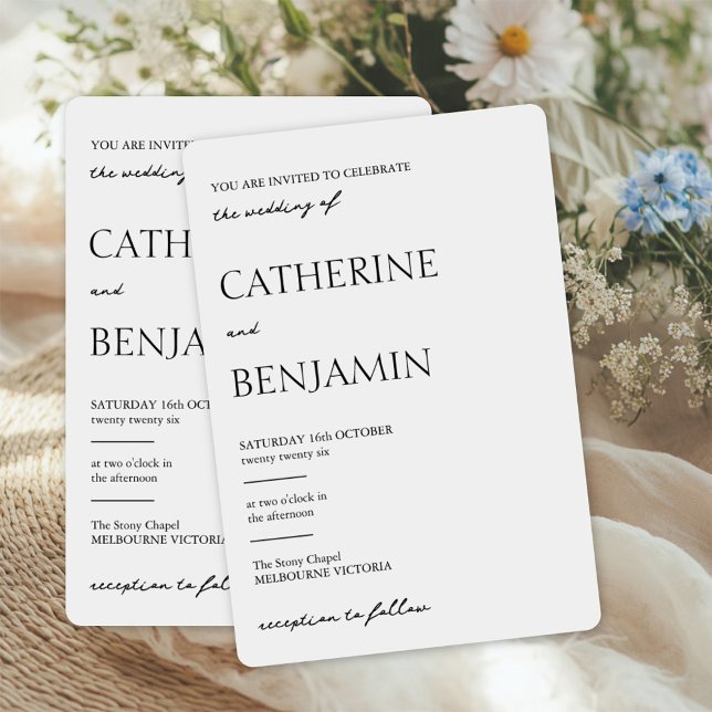 convite para casamento clássico de romance preto e (Classic wedding invite)