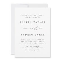 Convite para Casamento Clássico Moderno Negro e Br