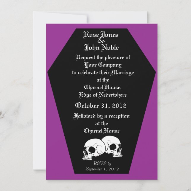 Convite para Casamento Coffin Ebony (Purple) (Frente)
