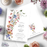 Convite para Casamento Colorido de Aquarela Floral<br><div class="desc">Nosso Convite para Casamento Colorido de Aquarela é a maneira perfeita de compartilhar seu evento alegre! Única e caprichosa, este Convite para Casamento Floral Colorido de Aquarela moderno apresenta impressionantes flores de aquarela pintadas à mão com vassoura em cores de azul escuro, rosa claro, rosa claro, rosa pincelado, amarelo ouro,...</div>