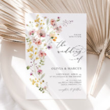 Convite para Casamento Colorido de Flor Selvagem B