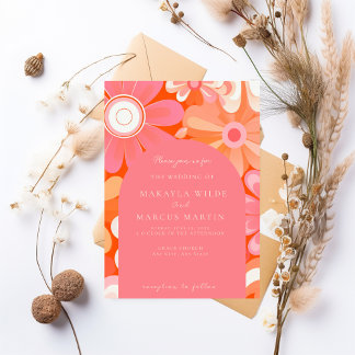 Convite para Casamento com Arca Rosa-Cor-de-Rosa-N