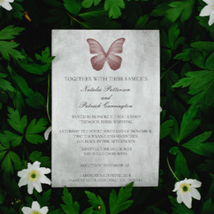 Convite para Casamento com Borboleta Rosa