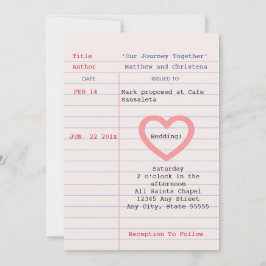 Convite para casamento com cartão de biblioteca