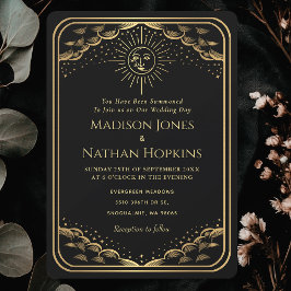 Convite para casamento com cartas de tarô de sol D