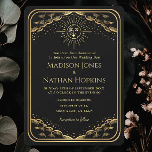 Convite para casamento com cartas de tarô de sol D