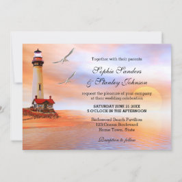 Convite para Casamento com Farol de Praia