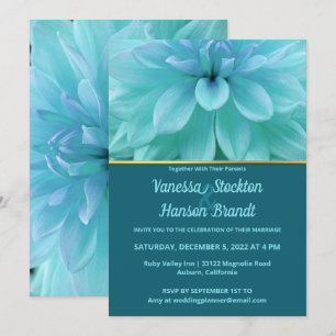 Convite para Casamento com Flor Azul Moderno