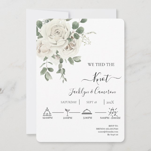 Convite para Casamento com Flor Branco (Frente)
