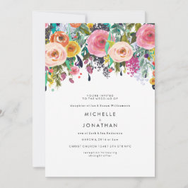 Convite para Casamento com Flor de Aquarela Colori